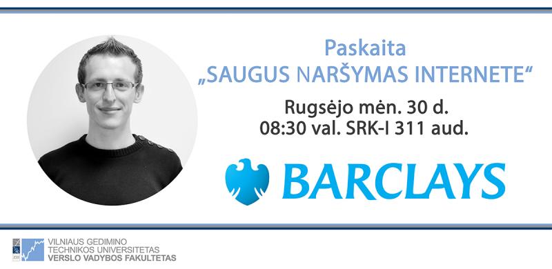 Barclays operacijų Centro Lietuvoje Unix Security architekto Tomo Pinino paskaita