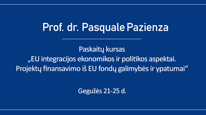 Vyks prof. dr. Pasquale Pazienza paskaitų kursas